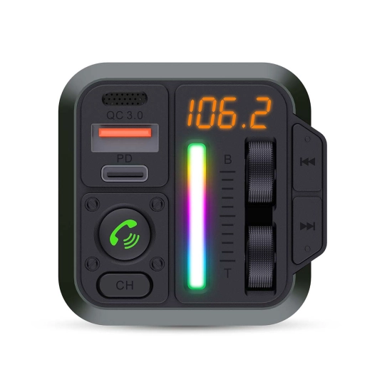 FM transmiter za auto NEDIS CATR2024BK, Hands free pozivanje Bluetooth, PD 18 W / PD 24 W, Brzo punjenje, Bass boost, Google Assistant / Siri, crna