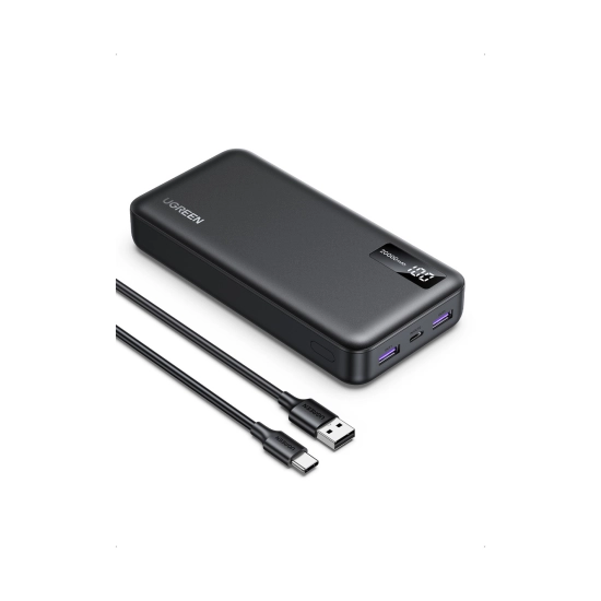 Prijenosno napajanje powerbank UGREEN, 20.000 mAh, USB C, 2x USB A, crni