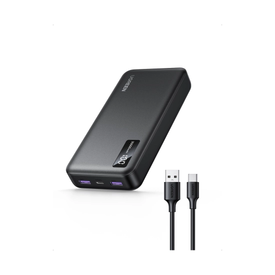 Prijenosno napajanje powerbank UGREEN, 20.000 mAh, USB C, 2x USB A, crni