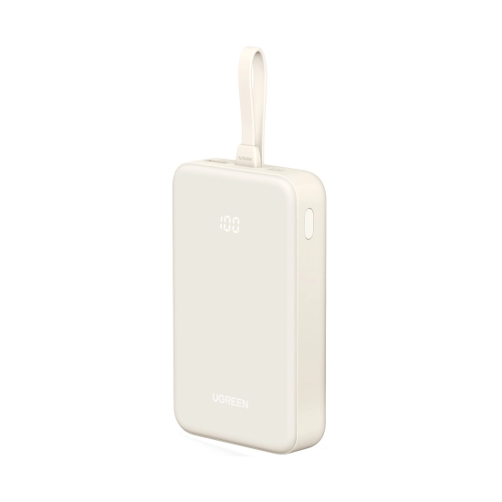 Prijenosno napajanje powerbank UGREEN, 20.000 mAh, ugrađeni kabel USB C (M), USB C, 2x USB A, bijeli