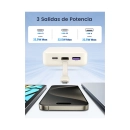 Prijenosno napajanje powerbank UGREEN, 20.000 mAh, ugrađeni kabel USB C (M), USB C, 2x USB A, bijeli