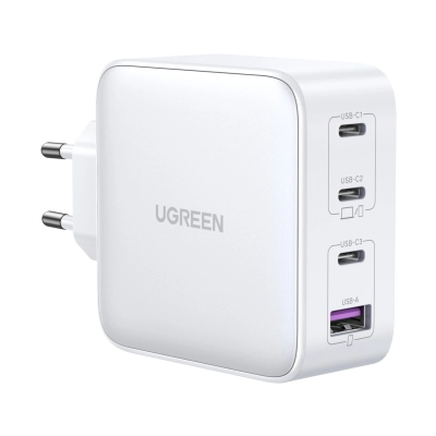 Kućni punjač UGREEN Nexode, 100W, 3x USB C, Power Delivery 3.0, Quick Charge 4.0, GaN, bijeli   - Punjači za smartphone