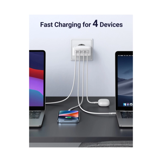 Kućni punjač UGREEN Nexode, 100W, 3x USB C, Power Delivery 3.0, Quick Charge 4.0, GaN, bijeli