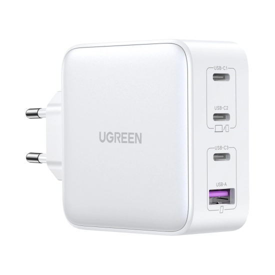 Kućni punjač UGREEN Nexode, 100W, 3x USB C, Power Delivery 3.0, Quick Charge 4.0, GaN, bijeli