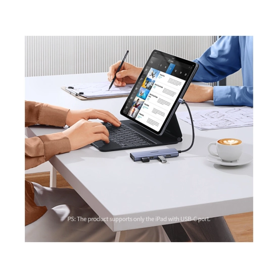 USB HUB UGREEN 6-in-1, USB C na 3x USB A 3.0, HDMI 4K@30, čitač kartica SD/TF, sivi USB HUB UGREEN 6-in-1, USB C na 3x USB A 3.0, HDMI 4K@30, čitač kartica SD/TF, sivi