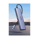 USB HUB UGREEN 6-in-1, USB C na 3x USB A 3.0, HDMI 4K@30, čitač kartica SD/TF, sivi