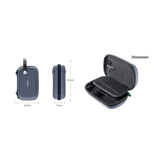 Zaštitna torbica UGREEN Travel Storage Case, 203 x 129mm, siva