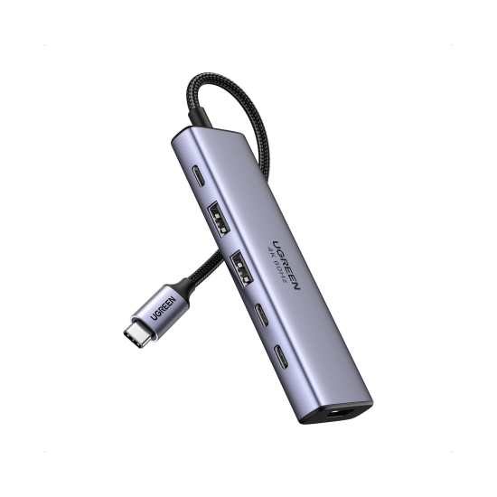 USB HUB UGREEN 6-in-1, USB C na 2x USB C, USB C PowerDelivery 100W, 2x USB A, HDMI 4K@60, sivi USB HUB UGREEN 6-in-1, USB C na 2x USB C, USB C PowerDelivery 100W, 2x USB A, HDMI 4K@60, sivi
