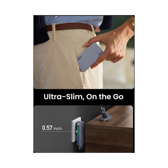 Kućni punjač UGREEN Ultra-Slim Nexode Pro, 65W, 2x USB C, USB A, GaNInfinity, crni