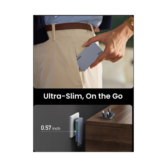 Kućni punjač UGREEN Ultra-Slim Nexode Pro, 65W, 2x USB C, USB A, GaNInfinity, crni