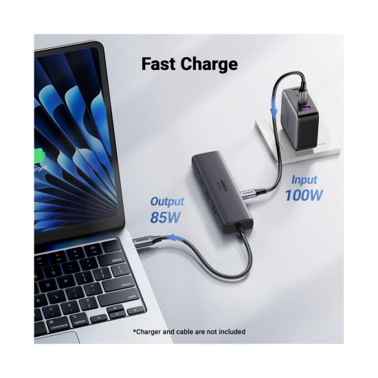 USB HUB UGREEN 6-in-1, USB C na USB C, USB C PowerDelivery 100W, 2x USB A, HDMI 4K@60, RJ45, sivi USB HUB UGREEN 6-in-1, USB C na USB C, USB C PowerDelivery 100W, 2x USB A, HDMI 4K@60, RJ45, sivi