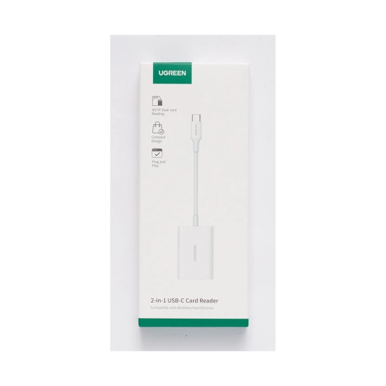 Čitač memorijskih kartica UGREEN, USB 3.0, TF/SD kartice, bijeli