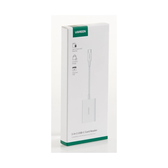 Čitač memorijskih kartica UGREEN, USB 3.0, TF/SD kartice, bijeli