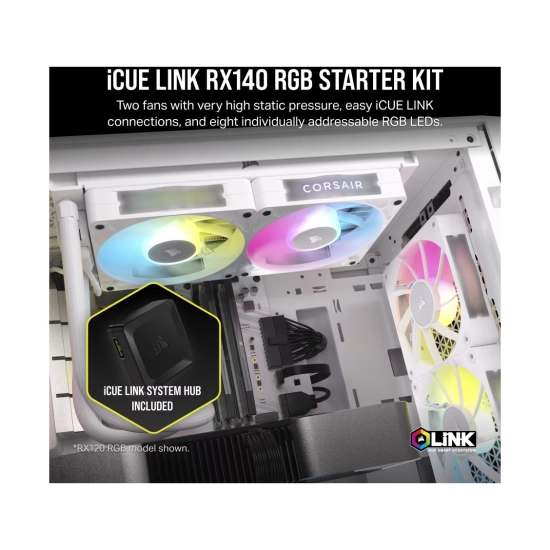 Ventilator CORSAIR RX iCue Link RX140 RGB, CO-9051024-WW, 140mm x 25mm,, Dual Fan Kit, bijeli