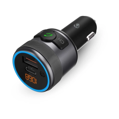 FM transmiter za auto NEDIS CATR3024BK, Hands free, Bluetooth, PD 18 W / PD 24 W, brzo punjenje, pojačanje basa, Google Assistant/Siri, crni
