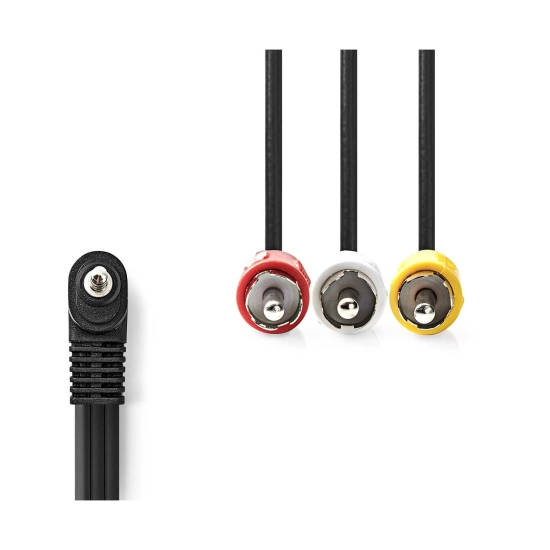 Kabel NEDIS, 3.5mm (M) na 3xRCA (M), crni, 1m, bulk Kabel NEDIS, 3.5mm (M) na 3xRCA (M), crni, 1m, bulk