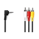 Kabel NEDIS, 3.5mm (M) na 3xRCA (M), crni, 1m, bulk