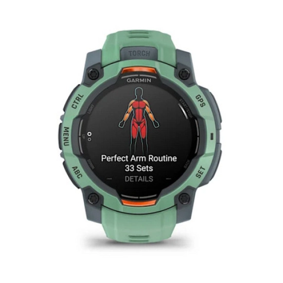 Pametni sportski sat GARMIN Instinct 3 Amoled 010-02936-01, 45mm, zeleno sivi, zeleno sivi remen