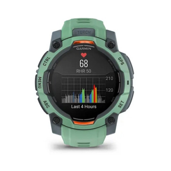 Pametni sportski sat GARMIN Instinct 3 Amoled 010-02936-01, 45mm, zeleno sivi, zeleno sivi remen
