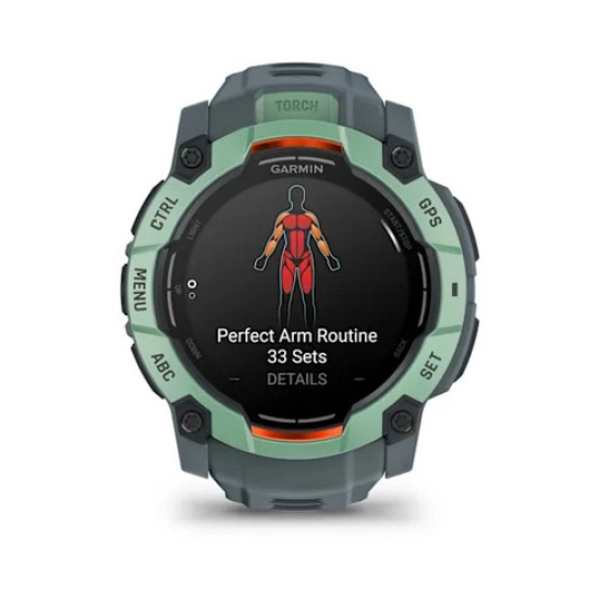 Pametni sportski sat GARMIN Instinct 3 Amoled 010-03020-01, 50mm, zeleno-sivi, remen boje sumraka