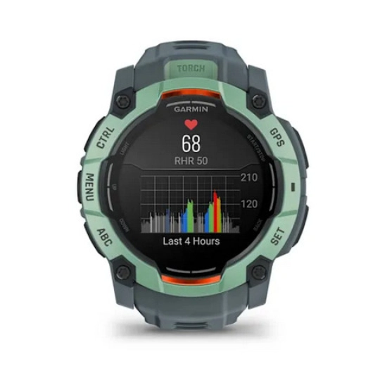 Pametni sportski sat GARMIN Instinct 3 Amoled 010-03020-01, 50mm, zeleno-sivi, remen boje sumraka