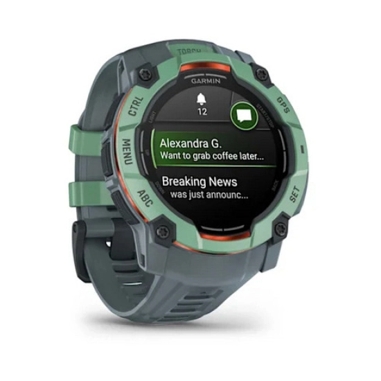 Pametni sportski sat GARMIN Instinct 3 Amoled 010-03020-01, 50mm, zeleno-sivi, remen boje sumraka