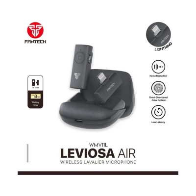 Mikrofon FANTECH Leviosa air WMV11L bežični, lavalier, lightning, crni   - Mikrofoni i dodaci
