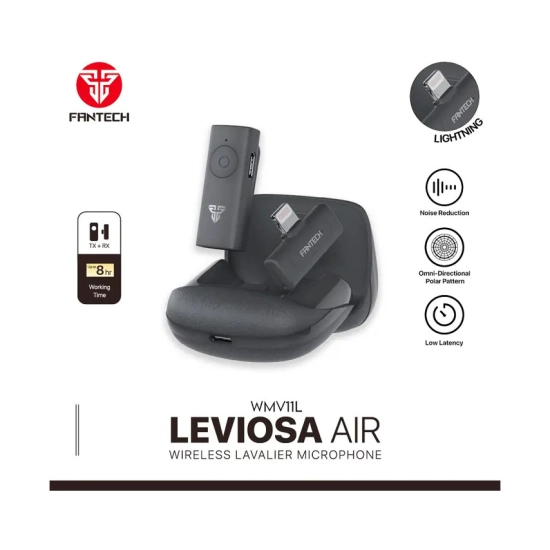 Mikrofon FANTECH Leviosa air WMV11L bežični, lavalier, lightning, crni Mikrofon FANTECH Leviosa air WMV11L bežični, lavalier, lightning, crni