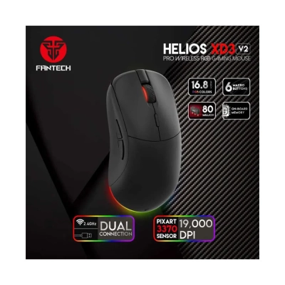 Miš FANTECH HELIOS XD3 V2, gaming, žični i bežični, 19000 DPI, crni   - Miševi