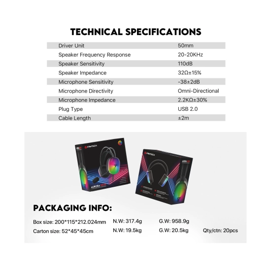 Slušalice FANTECH 7.1 AURORA HG29, žične, crne Slušalice FANTECH 7.1 AURORA HG29, žične, crne