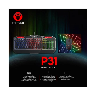 Tipkovnica + miš + podloga FANTECH P31 HERO Gaming Combo, žična, crna - Tipkovnica + miš Tipkovnica + miš + podloga FANTECH P31 HERO Gaming Combo, žična, crna - Tipkovnica + miš