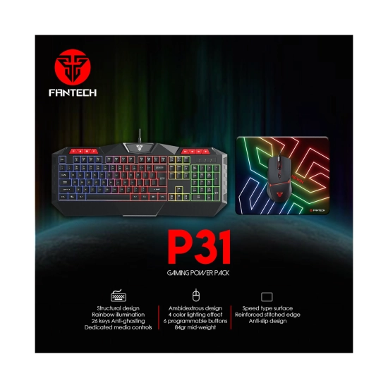 Tipkovnica + miš + podloga FANTECH P31 HERO Gaming Combo, žična, crna Tipkovnica + miš + podloga FANTECH P31 HERO Gaming Combo, žična, crna