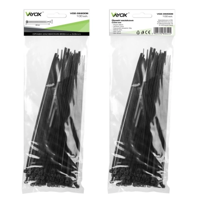 Vezica Vayox VOZ-35200B PVC 3,5x200mm crna 100 komada u pakiranju   - Pribor za montažu