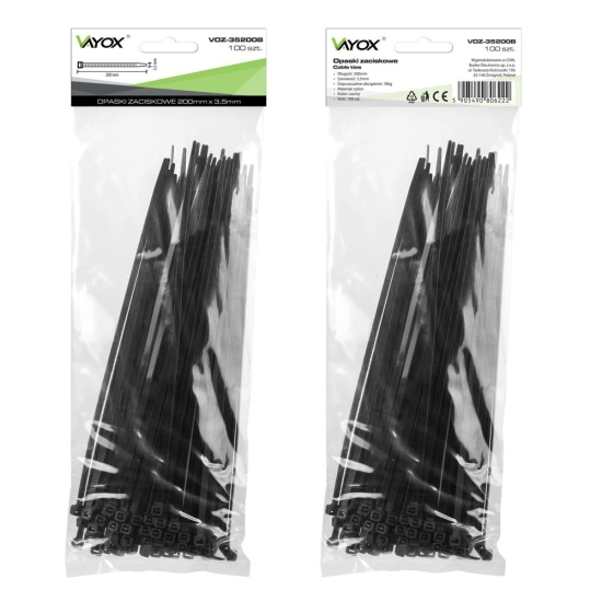 Vezica Vayox VOZ-35200B PVC 3,5x200mm crna 100 komada u pakiranju