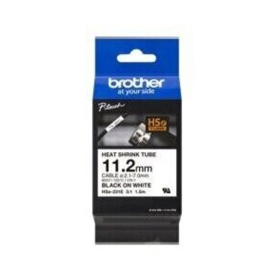 Traka BROTHER za P-touch, HSE231E, za termoskupljajuće cijevi, 11.2mm, crno/bijela