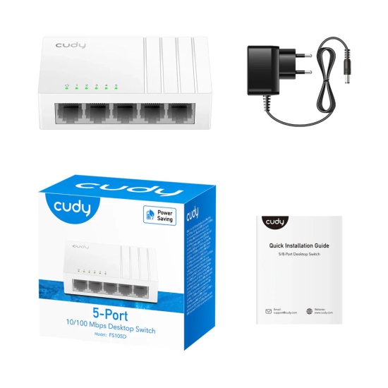 Switch CUDY FS105D, 10/100 Mbps, 5-port, bijeli Switch CUDY FS105D, 10/100 Mbps, 5-port, bijeli