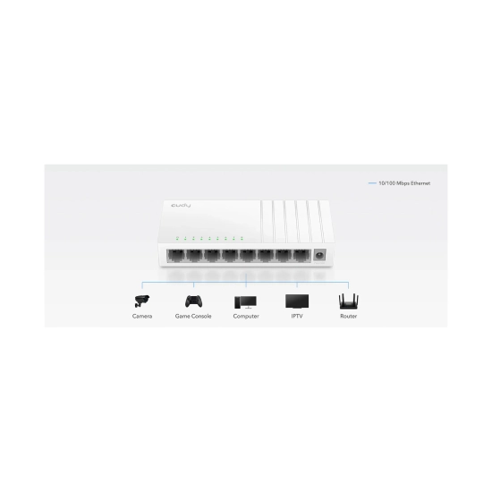 Switch CUDY FS108D, 10/100 Mbps, 8-port, bijeli Switch CUDY FS108D, 10/100 Mbps, 8-port, bijeli