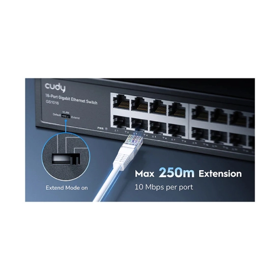Switch CUDY GS1016, 10/100/1000 Mbps, 16-port, 1U Switch CUDY GS1016, 10/100/1000 Mbps, 16-port, 1U