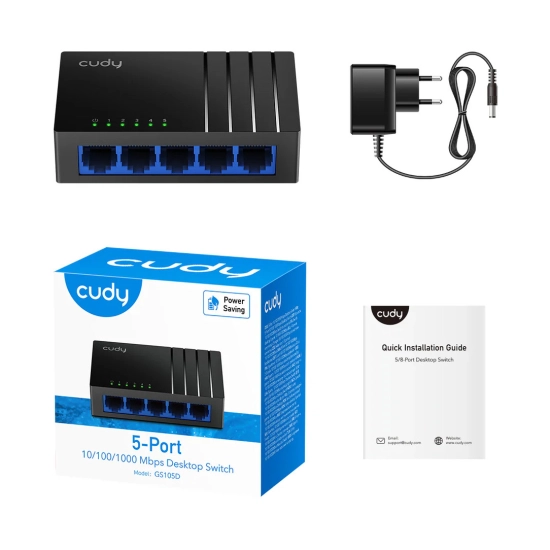Switch CUDY GS105D, 10/100/1000 Mbps, 5-port Switch CUDY GS105D, 10/100/1000 Mbps, 5-port