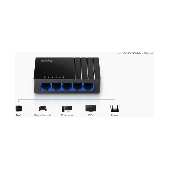 Switch CUDY GS105D, 10/100/1000 Mbps, 5-port Switch CUDY GS105D, 10/100/1000 Mbps, 5-port