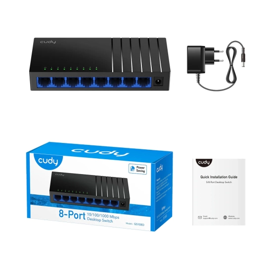 Switch CUDY GS108D, 10/100/1000 Mbps, 8-port Switch CUDY GS108D, 10/100/1000 Mbps, 8-port