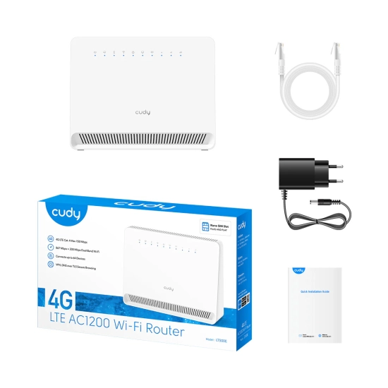 Router CUDY LT500E V1.0, 4G LTE, AC1200, 4-portni G-LAN, WiFi, 150Mbps/867Mbps, bijeli Router CUDY LT500E V1.0, 4G LTE, AC1200, 4-portni G-LAN, WiFi, 150Mbps/867Mbps, bijeli