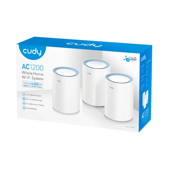 Access point CUDY M1200(3-Pack) V1.0, AC1200, Mesh WiFi, 300Mbps/867Mbps, 3 komada, bijeli