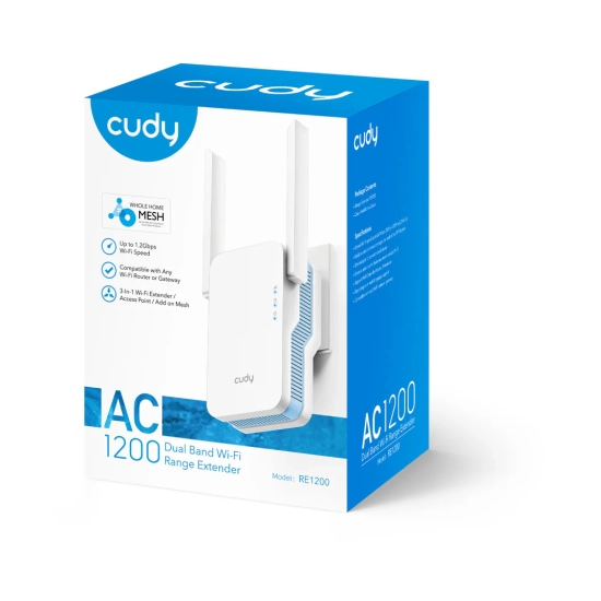 Wireless range extender CUDY RE1200, AC1200, WiFi 5, 300/867Mbps, bijeli