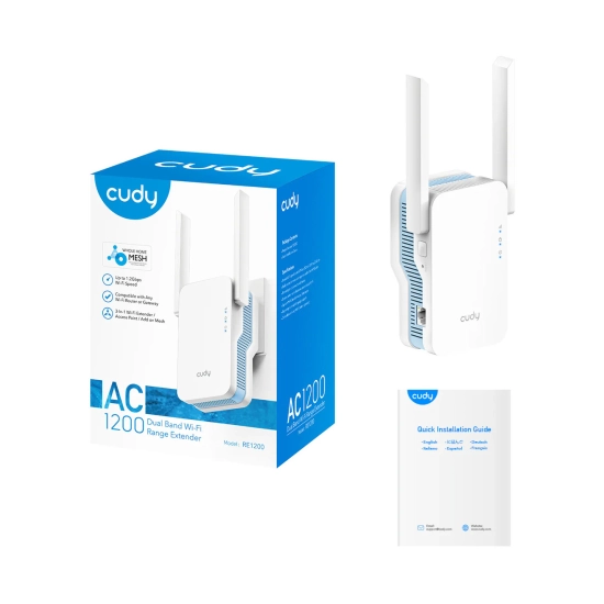 Wireless range extender CUDY RE1200, AC1200, WiFi 5, 300/867Mbps, bijeli