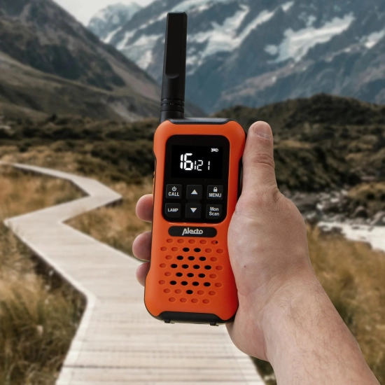 Walkie-Talkie ALECTO FR300OE, 10km, 2 kom, IPX7, narančasto crni