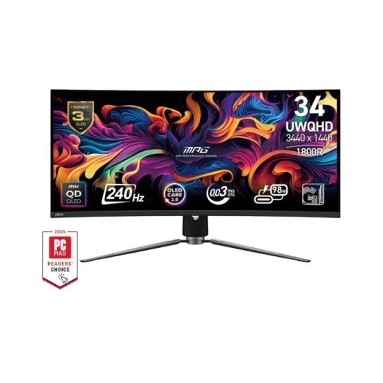 Monitor 34.18incha MSI MPG 341CQPX QD-OLED, UWQHD, 240Hz, 0,03ms (GTG), 450cd/m2, 1500000:1, zakrivljeni, crni