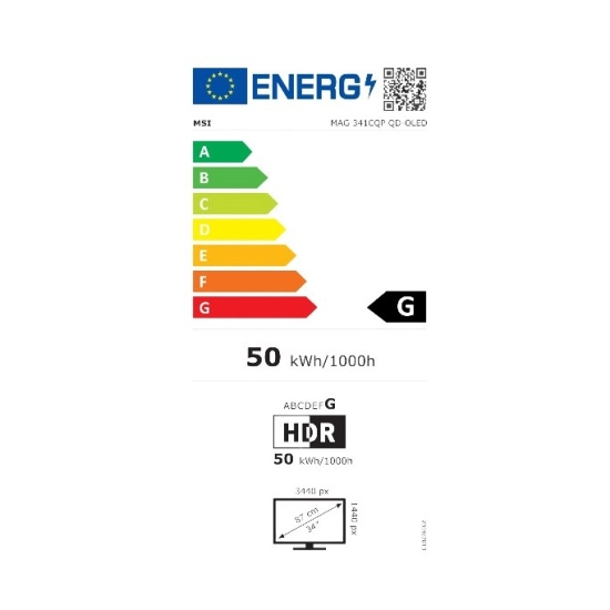 Monitor 34.18incha MSI MPG 341CQPX QD-OLED, UWQHD, 240Hz, 0,03ms (GTG), 450cd/m2, 1500000:1, zakrivljeni, crni