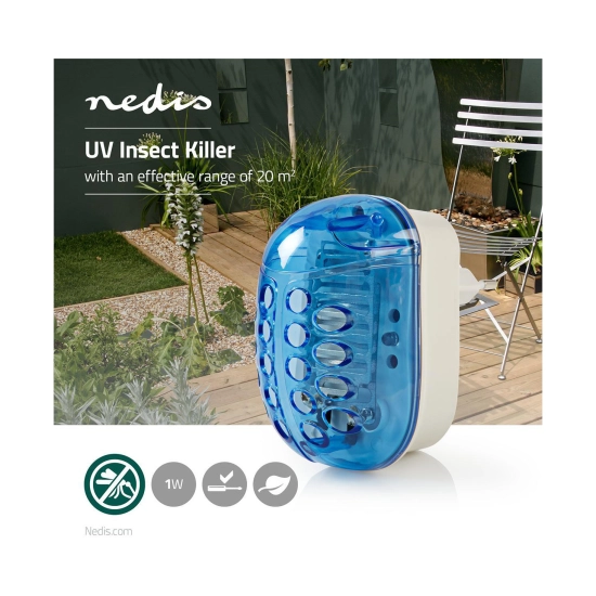 Uništavač insekata NEDIS Mosquito Stop Light Trap, INKI110CBK1, električni, 1W, do 20m2, bijelo plavi