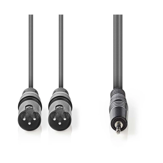 Kabel NEDIS, 2x XLR 3-Pin (M) na 3.5 mm (M), tamno sivi, 1.5m Kabel NEDIS, 2x XLR 3-Pin (M) na 3.5 mm (M), tamno sivi, 1.5m